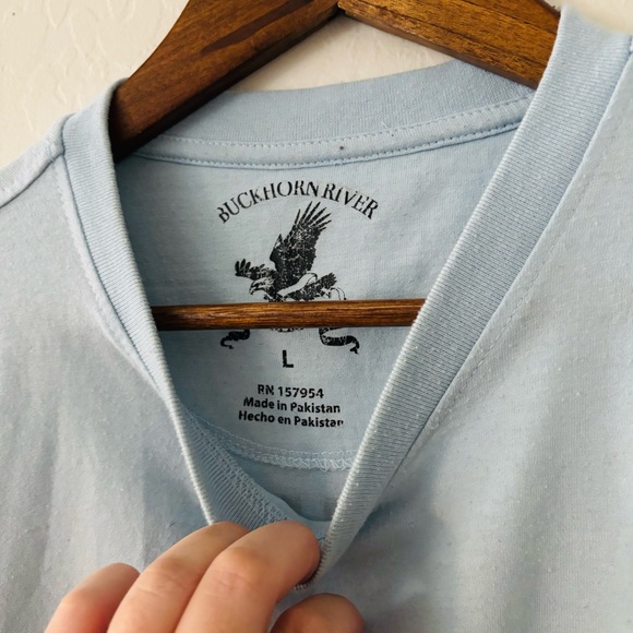Buckhorn River Light Blue Men’s T-Shirt Short Sleeve Shelby - Picture 4 of 5